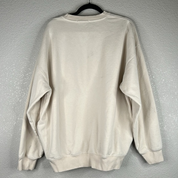 Brandy Melville Cream Cotton Crewneck Long Sleeve Sweatshirt with Pockets XXL - Picture 5 of 10